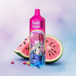 RandM Fumot Tornado 9000 Puffs Vannmelon Skittles med 18 mL og Mesh Coil